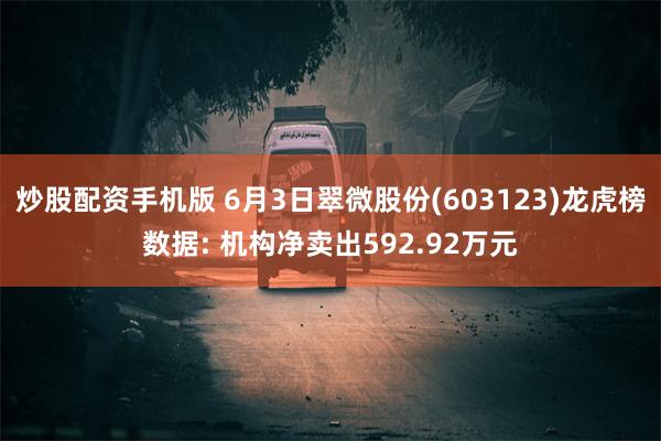 炒股配资手机版 6月3日翠微股份(603123)龙虎榜数据: