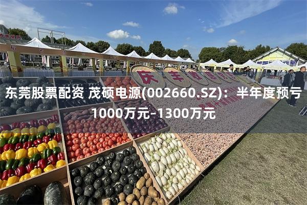 东莞股票配资 茂硕电源(002660.SZ)：半年度预亏10